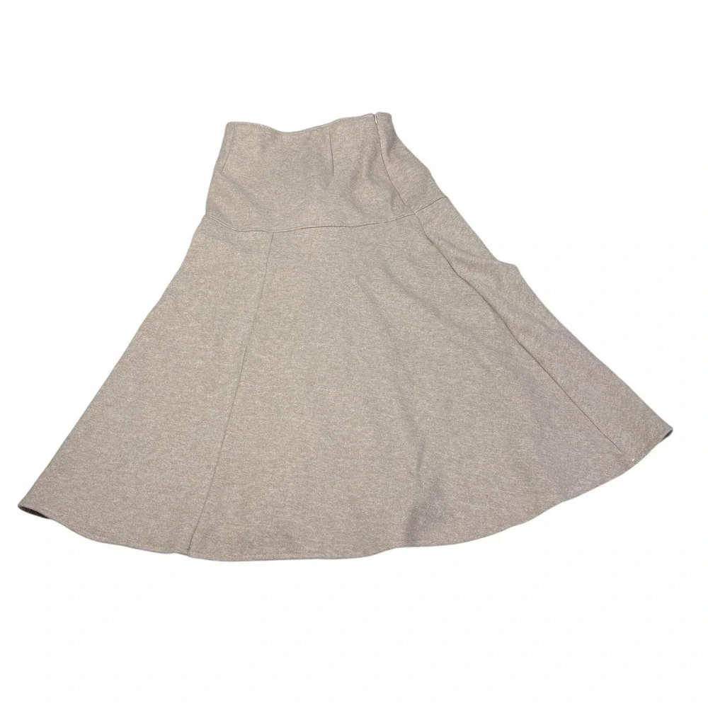 OGL Oatmeal Heather Knit A-Line Midi Skirt High Waisted Size M‎ New With Tags